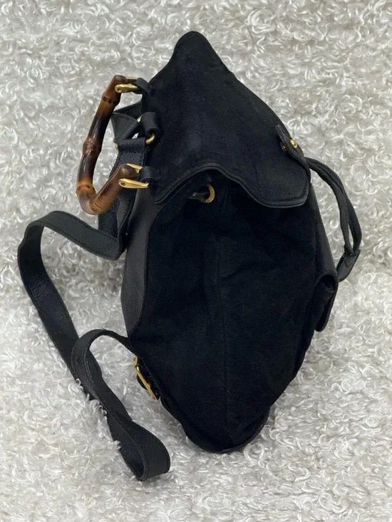 Gucci Mini Bamboo Backpack in Black Suede Leather - Picture 3 of 16